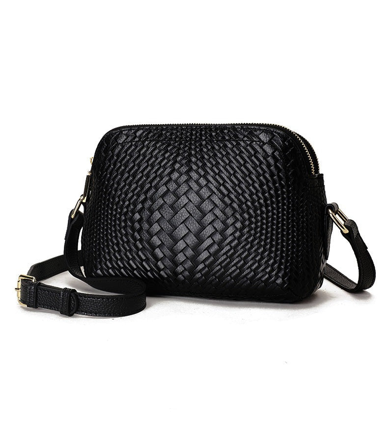 Knited Series Genuine Leather Woman Shoulder Bag Crossbody