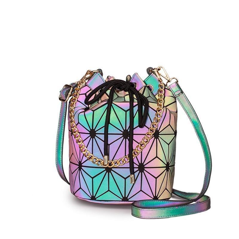 Asge Geometric Luminous Purses and Handbags for Women Holographic  Reflective Crossbody Bag Wallet 