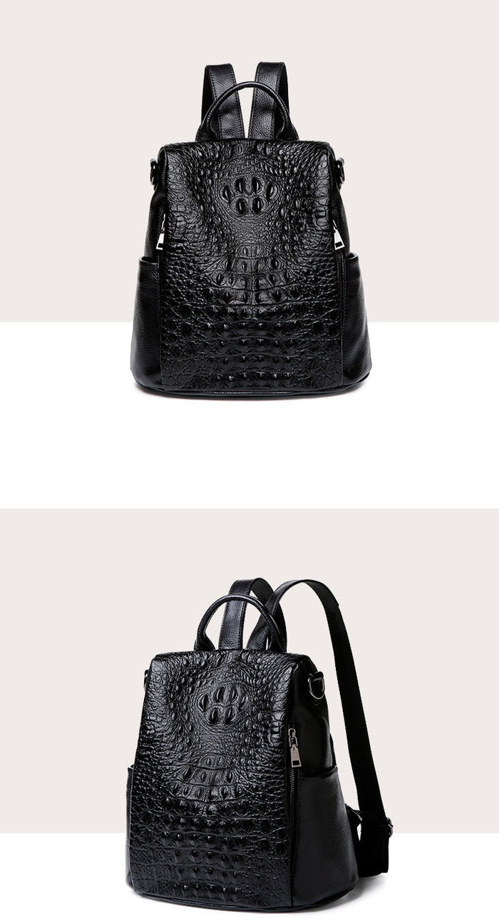 Genuine Leather Knapsack Ladies Alligator Pattern Women  display picture 2