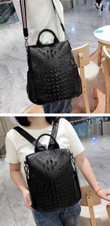 Genuine Leather Alligator Pattern Women's Backpack - Julie bags