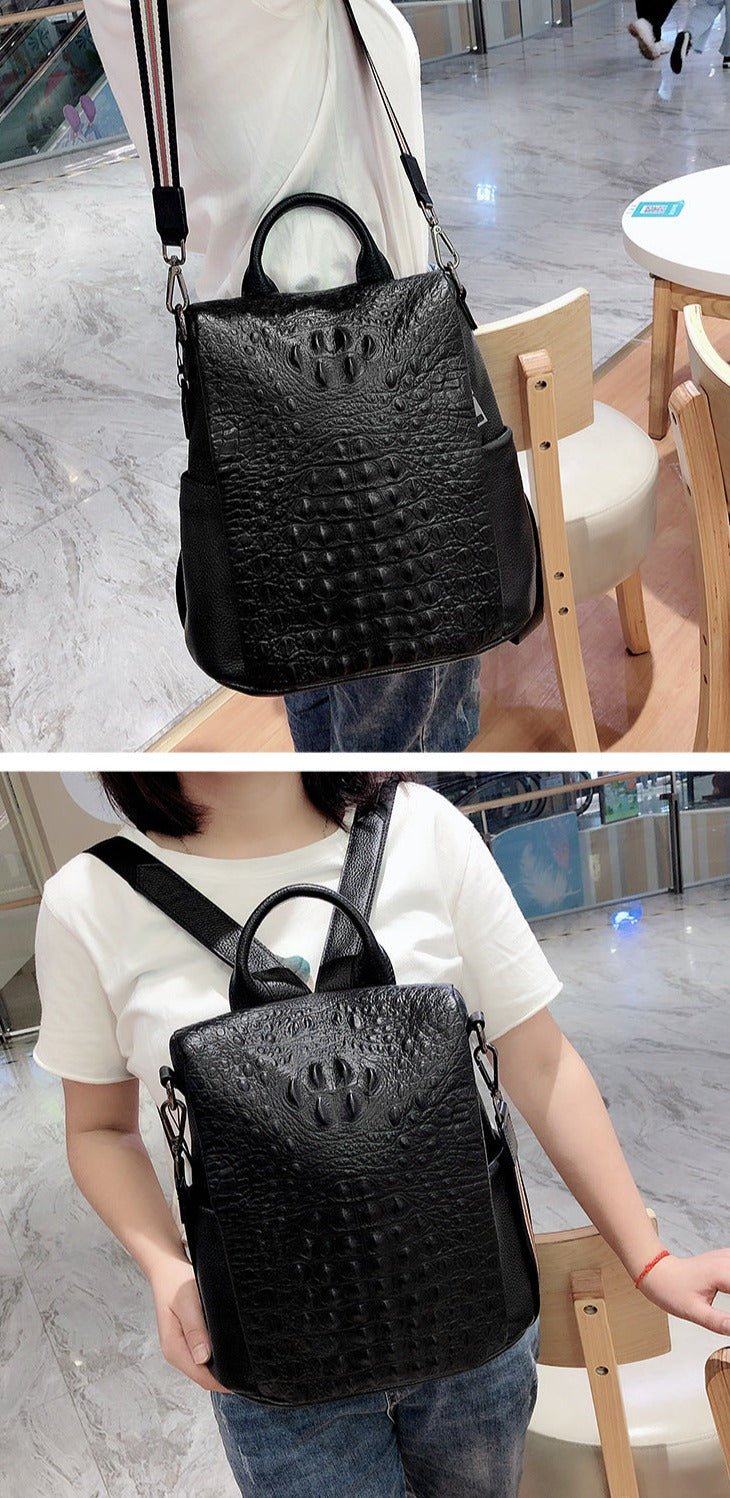 Genuine Leather Alligator Pattern Women's Backpack - Julie bags