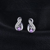 Infinity Amethyst Stud Earrings – 925 Sterling Silver Purple Gemstone Earrings for Women - Julie bags