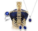 Oval Blue Sapphire Halo Pendant Necklace – 925 Sterling Silver Vintage Royal Style Necklace for Women - Julie bags