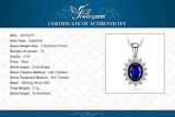 Oval Blue Sapphire Halo Pendant Necklace – 925 Sterling Silver Vintage Royal Style Necklace for Women - Julie bags