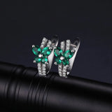 Butterfly Emerald Hoop Earrings – 925 Sterling Silver, Elegant Green Gemstone for Women - Julie bags