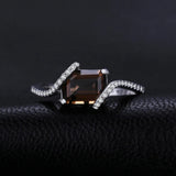 Smoky Quartz Emerald Cut Ring – 925 Sterling Silver for Women - Julie bags