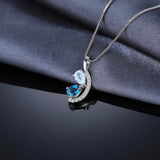 Sky Blue & London Blue Topaz Pendant Necklace – 925 Sterling Silver Teardrop Gemstone Necklace for Women - Julie bags