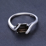Smoky Quartz Emerald Cut Ring – 925 Sterling Silver for Women - Julie bags
