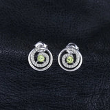 Peridot Circle Stud Earrings – 925 Sterling Silver Double Halo Gemstone Earrings for Women - Julie bags