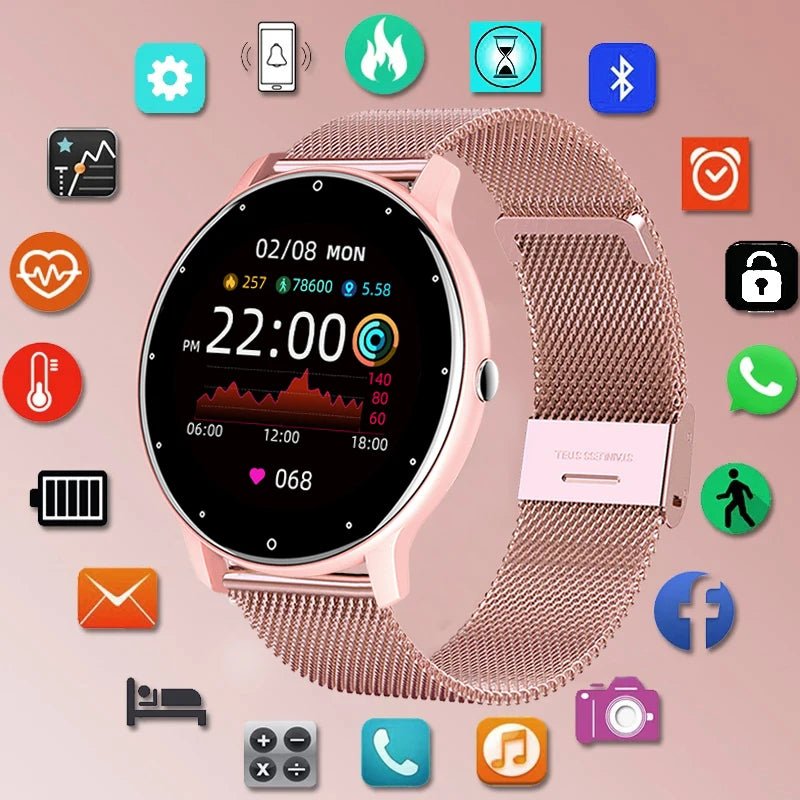 Ladies’ Full Touch Smart Watch – Sports Fitness Tracker, IP67 Waterproof, Bluetooth for Android & iOS - Julie bags