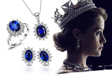 Oval Blue Sapphire Halo Pendant Necklace – 925 Sterling Silver Vintage Royal Style Necklace for Women - Julie bags