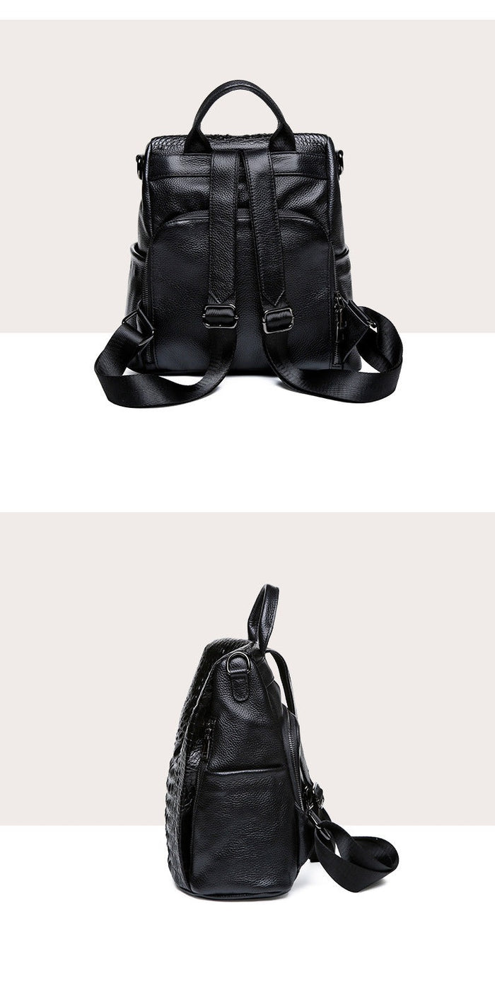 Genuine Leather Knapsack Ladies Alligator Pattern Women 