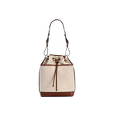Denim Bucket Bag for Women – Drawstring Shoulder Handbag with Leather Trim - Julie bags