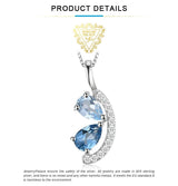 Sky Blue & London Blue Topaz Pendant Necklace – 925 Sterling Silver Teardrop Gemstone Necklace for Women - Julie bags