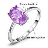 Oval Amethyst Gemstone Ring – 925 Sterling Silver Dainty Gold Plated Ring for Women - Julie bags