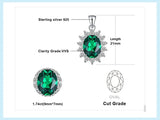 Oval Blue Sapphire Halo Pendant Necklace – 925 Sterling Silver Vintage Royal Style Necklace for Women - Julie bags