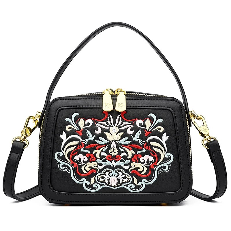 Floral Embroidery High - Quality Leather Shoulder Bag - Julie bags