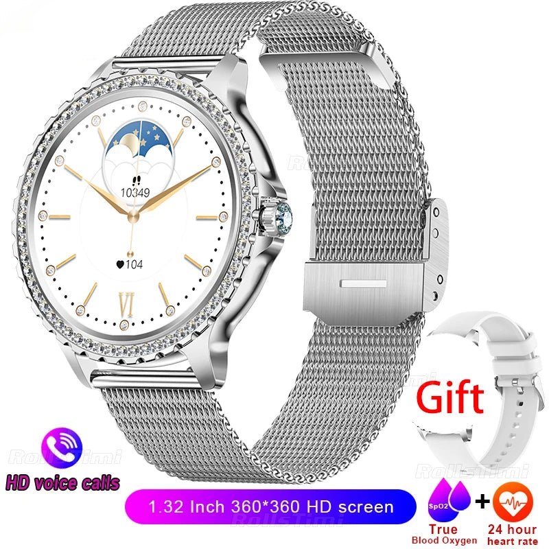 Gold Luxury Smart Watch for Women – 1.32" HD Screen, Custom Dial, Heart Rate Monitor, Voice Call, Sports Tracker - Julie bags