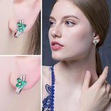 Butterfly Emerald Hoop Earrings – 925 Sterling Silver, Elegant Green Gemstone for Women - Julie bags