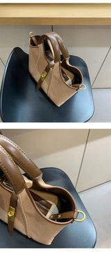 Women’s Canvas Bucket Bag with Leather Trim | Elegant Crossbody & Top Handle Tote Bag - Julie bags