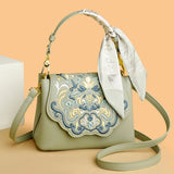 Royal Elegance Embroidered Leather Crossbody Messenger Bag - Julie bags