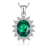 Oval Blue Sapphire Halo Pendant Necklace – 925 Sterling Silver Vintage Royal Style Necklace for Women - Julie bags