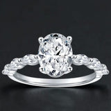 Oval Cut Moissanite Engagement Ring – 925 Sterling Silver 18K White Gold Plated Promise Ring for Women - Julie bags