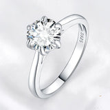 Round Cut Moissanite Solitaire Ring – 925 Sterling Silver Dainty Engagement Ring for Women - Julie bags