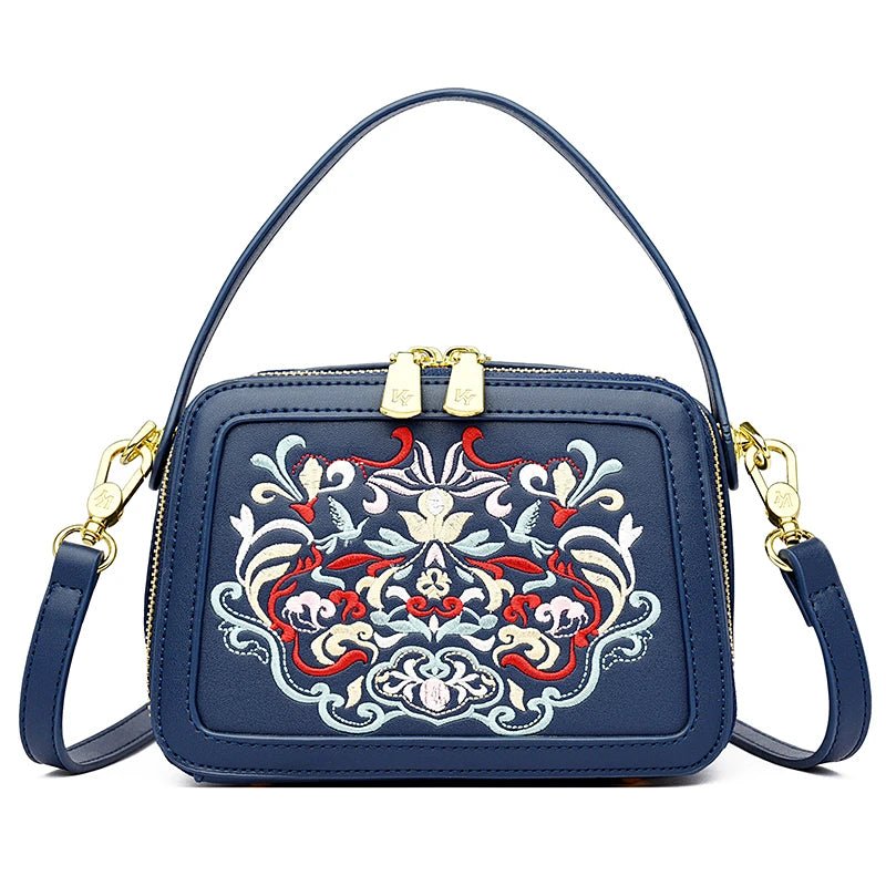 Floral Embroidery High - Quality Leather Shoulder Bag - Julie bags