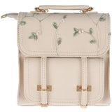 Floral Elegance Embroidered Leather School Backpack