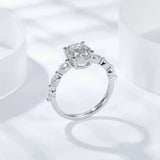 Oval Cut Moissanite Engagement Ring – 925 Sterling Silver 18K White Gold Plated Promise Ring for Women - Julie bags
