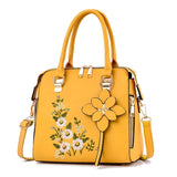 Elegant Floral Embroidered Leather Shoulder Bag - Julie bags