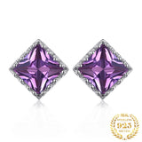 Square Cut Purple Alexandrite Stud Earrings – 925 Sterling Silver Color - Changing Gemstone Jewelry for Women - Julie bags