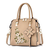 Elegant Floral Embroidered Leather Shoulder Bag - Julie bags