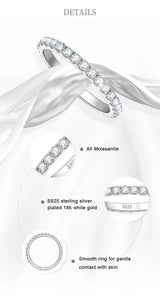 D Color Moissanite Eternity Ring – 925 Sterling Silver 18K White Gold Plated Wedding Band for Women - Julie bags