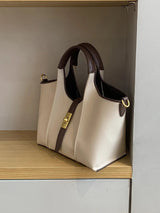 Women’s Canvas Bucket Bag with Leather Trim | Elegant Crossbody & Top Handle Tote Bag - Julie bags