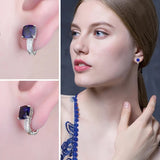 Green Emerald Cushion Cut Huggie Earrings – 925 Sterling Silver Gemstone Hoop Earrings for Women - Julie bags
