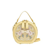 Exquisite Embroidered Floral PU Leather Round Crossbody Tote - Julie bags