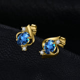 London Blue Topaz Oval Stud Earrings – 925 Sterling Silver Elegant Gemstone Earrings for Women - Julie bags