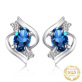 London Blue Topaz Oval Stud Earrings – 925 Sterling Silver Elegant Gemstone Earrings for Women - Julie bags