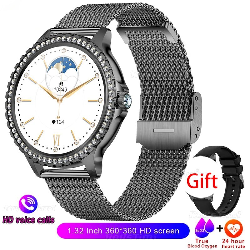 Gold Luxury Smart Watch for Women – 1.32" HD Screen, Custom Dial, Heart Rate Monitor, Voice Call, Sports Tracker - Julie bags