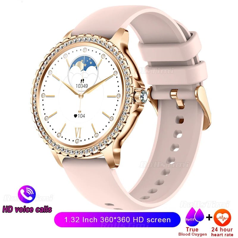 Gold Luxury Smart Watch for Women – 1.32" HD Screen, Custom Dial, Heart Rate Monitor, Voice Call, Sports Tracker - Julie bags