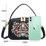 Floral Embroidery High - Quality Leather Shoulder Bag - Julie bags