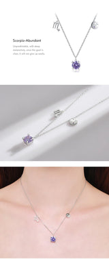 Scorpio Zodiac Charm Necklace – Rainbow Zirconia 925 Sterling Silver Birthstone Pendant for Women - Julie bags
