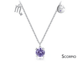 Scorpio Zodiac Charm Necklace – Rainbow Zirconia 925 Sterling Silver Birthstone Pendant for Women - Julie bags