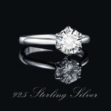 Round Cut Moissanite Solitaire Ring – 925 Sterling Silver Dainty Engagement Ring for Women - Julie bags