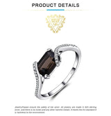 Smoky Quartz Emerald Cut Ring – 925 Sterling Silver for Women - Julie bags