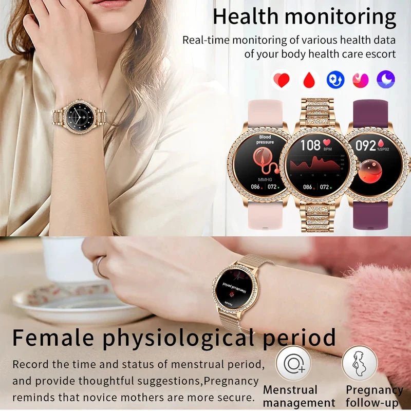 Gold Luxury Smart Watch for Women – 1.32" HD Screen, Custom Dial, Heart Rate Monitor, Voice Call, Sports Tracker - Julie bags