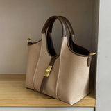 Women’s Canvas Bucket Bag with Leather Trim | Elegant Crossbody & Top Handle Tote Bag - Julie bags