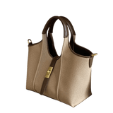 Women’s Canvas Bucket Bag with Leather Trim | Elegant Crossbody & Top Handle Tote Bag - Julie bags